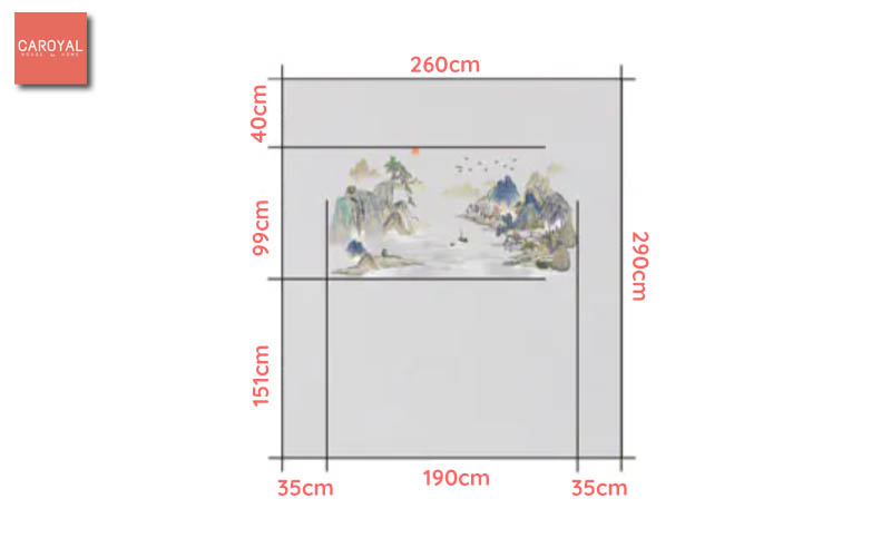 Kích Thước Mẫu Tranh Dán Tường Cao Cấp Kê Sơn Ẩn Tú CAROYAL E7-06 Kích Thước Mẫu Tranh Dán Tường Cao Cấp Kê Sơn Ẩn Tú CAROYAL E7-06
