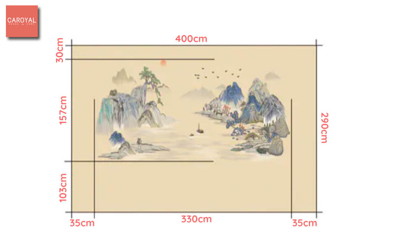 Kích Thước Tranh Dán Tường Cao Cấp Kê Sơn Ẩn Tú CAROYAL E7-06 Kích Thước Tranh Dán Tường Cao Cấp Kê Sơn Ẩn Tú CAROYAL E7-06