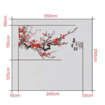 Tranh Dán Tường Đào Hoa Nghinh Xuân CAROYAL E7-04 Kích Thước Tranh Dán Tường Đào Hoa Nghinh Xuân E7-04