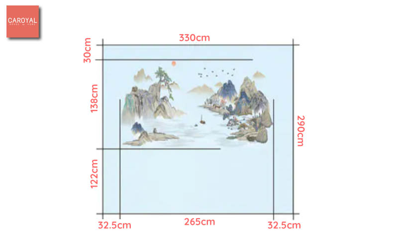 Kích Thước Tranh Dán Tường Cao Cấp Kê Sơn Ẩn Tú CAROYAL E7-06 Kích Thước Tranh Dán Tường Cao Cấp Kê Sơn Ẩn Tú CAROYAL E7-06