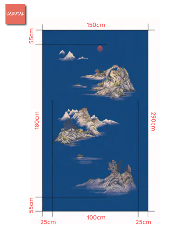 Kích Thước Tranh Vải Dán Tường Thuỷ Thiên Nhất Sắc CAROYAL E7-13 Kích Thước Tranh Vải Dán Tường Thuỷ Thiên Nhất Sắc CAROYAL E7-13