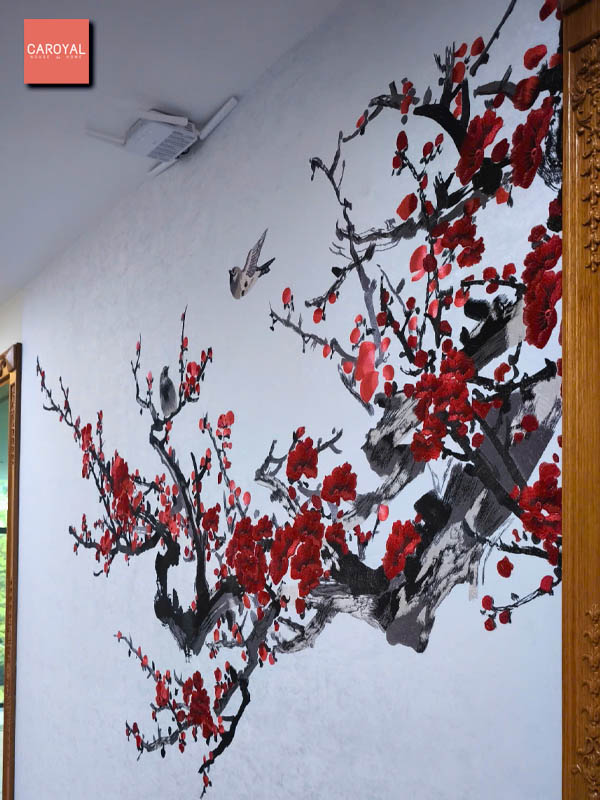 Thi công mẫu tranh vải dán tường CAROYAL E7-04