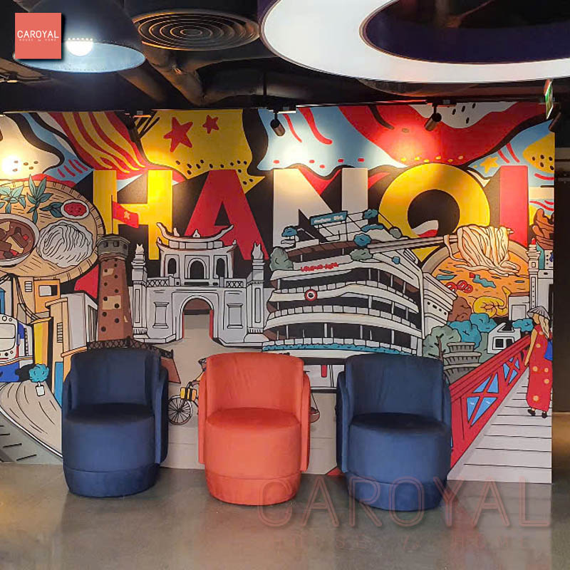 Thi công vải dán tường cao cấp CAROYAL