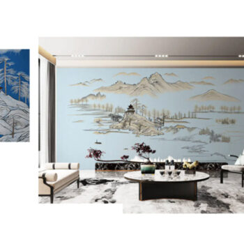 Tranh Dán Tường Vải Thêu Giang Sơn Như Hoạ CAROYAL E7-09 Mẫu Tranh Dán Tường Giang Sơn Như Hoạ CAROYAL E7-09