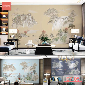 Vải Dán Tường Cao Cấp, Đẹp, Chính Hãng, Uy Tín, Nhiều Mẫu Mã Sang Trọng Tranh Vải Dán Tường Sơn Hà Tráng Lệ CAROYAL E7-05