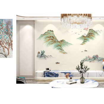 Tranh Dán Tường Vân Gian Sơn Sắc CAROYAL E7-11