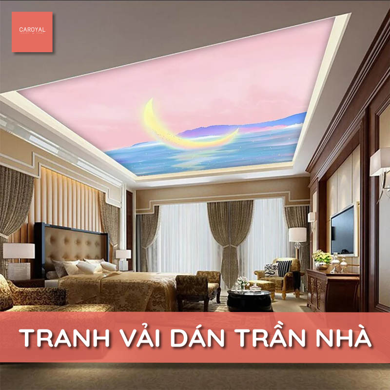 Tranh vải dán trần nhà khổ lớn, in 3D theo yêu cầu
