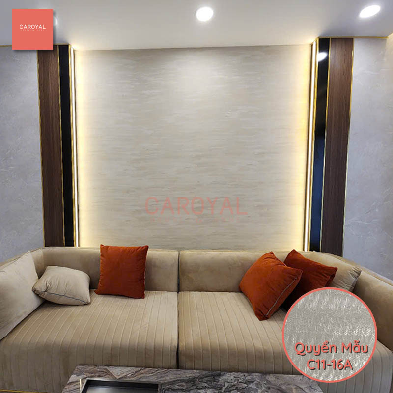 Công trình thi công vải dán tường cho nhà phố tại Bình Dương mẫu vải C11 CAROYAL