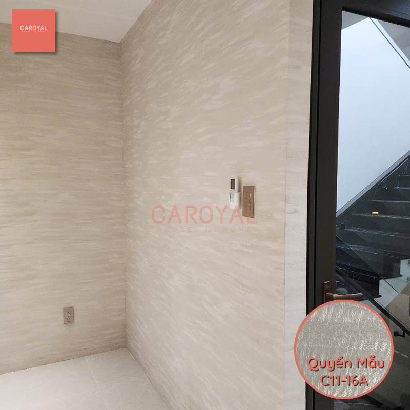 Công trình thi công vải dán tường cho nhà phố tại Bình Dương mẫu vải C11 CAROYAL