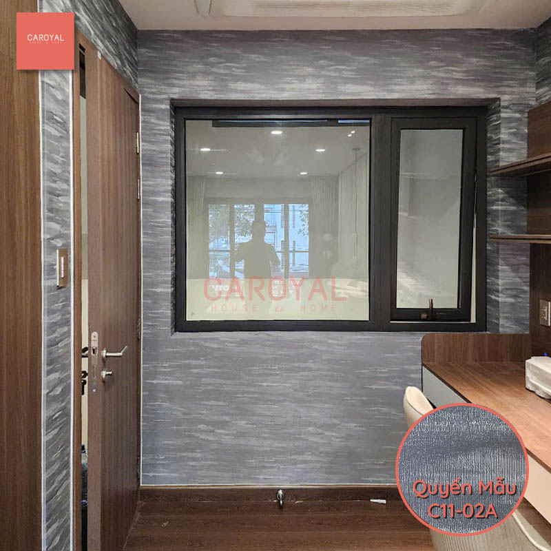 Công trình thi công vải dán tường cho nhà phố tại Bình Dương mẫu vải C11 CAROYAL