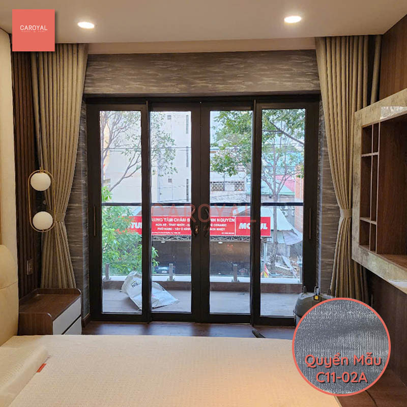 Công trình thi công vải dán tường cho nhà phố tại Bình Dương mẫu vải C11 CAROYAL