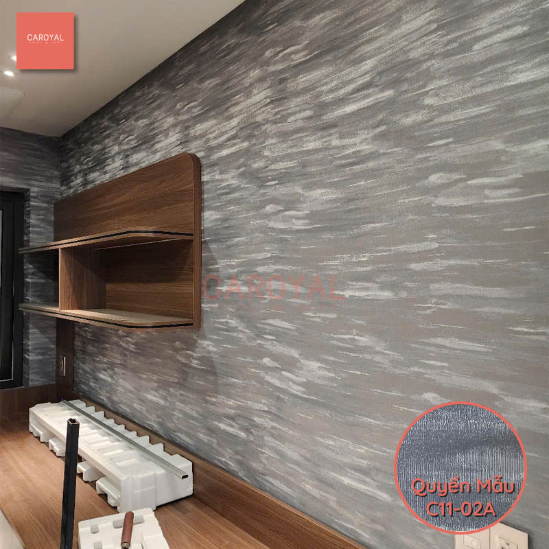 Công trình thi công vải dán tường cho nhà phố tại Bình Dương mẫu vải C11 CAROYAL