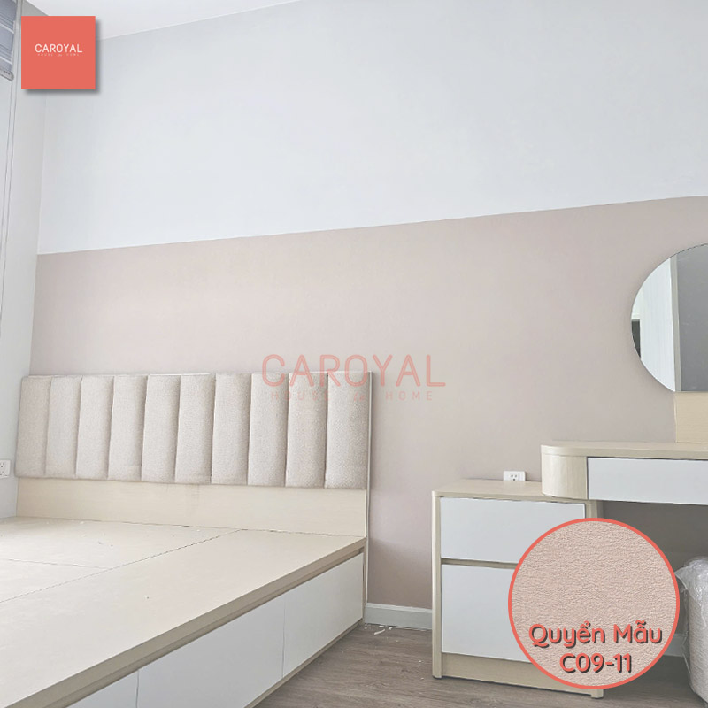 Vải dán tường vách đầu giường cho căn hộ chung cư quận 6